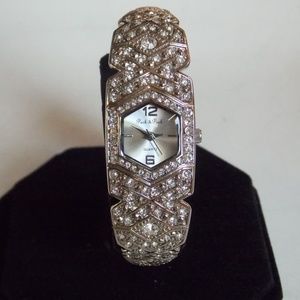 Peck & Peck Cuff Rhinestone Bracelet Watch